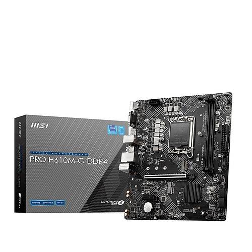 MSI PRO H610M-G DDR4 3200MHz (OC) PCI-E Gen 4 M.2 USB 3.2 1x1G LAN mATX Soket 1700