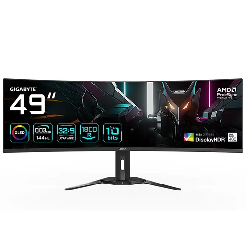Gigabyte AORUS CO49DQ 49 5120x1440 144Hz 0.03 ms HDMI DP Type-C HDR 400 OLED Curved Gaming Monitr