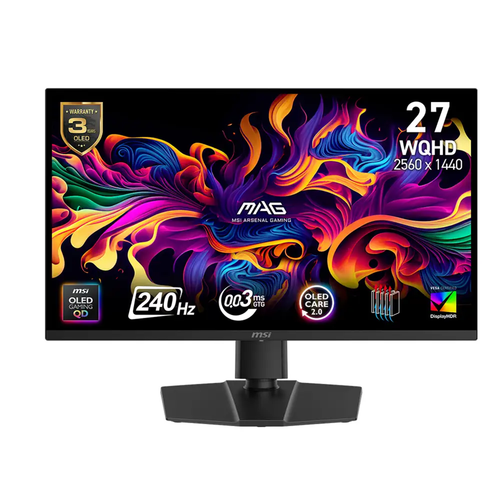 MSI MAG 271QP QD-OLED X24 26.5 2560x1440 WQHD 240Hz 0.03 ms HDMI DP True Black 400 Adaptive Sync QD-OLED Gaming Monit�r