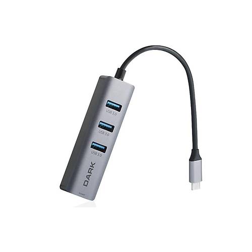 Dark USB Type-C - Ethernet ve USB 3.0 oklayc Adaptr