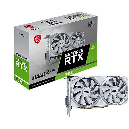 MSI GeForce RTX 3050 Ventus 2X XS White 8G OC 8GB GDDR6 128Bit DX12 PCIe 4.0 X8 (3xDP 1xHDMI) Ekran Kart