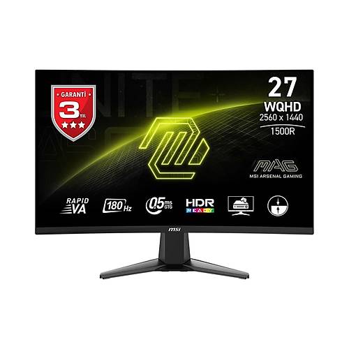 MSI MAG 27CQ6F 27 2560x1440 180Hz 0.5ms HDMI DP Curved 1500R Led Gaming Monitr