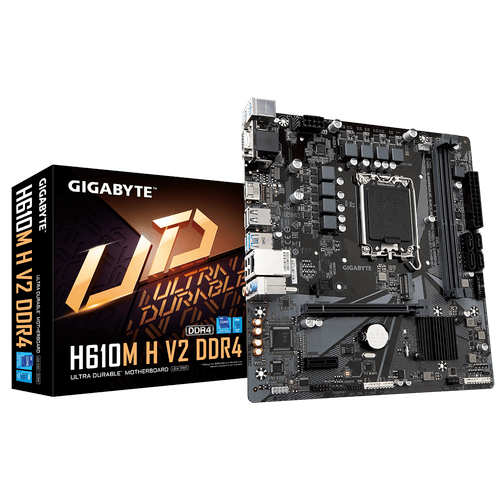 Gigabyte H610M H V2 DDR4 3200MHz PCI-E Gen4 M.2 USB 3.2 VGA HDMI 1G LAN mATX Soket 1700