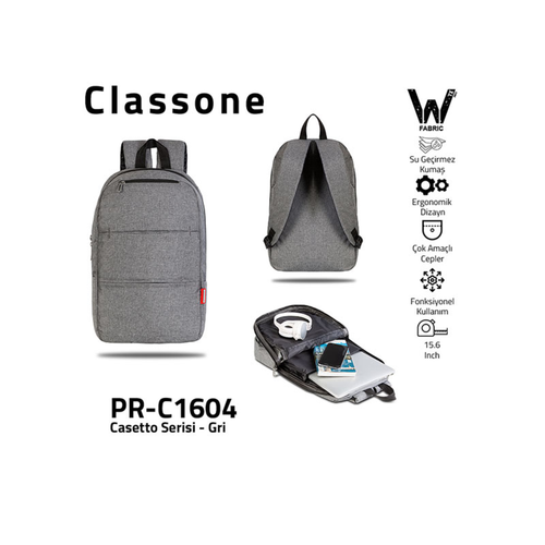 Classone Casetto WTXpro Su Ge�irmez 15.6 Notebook S�rt �antas� Gri PR-C1604