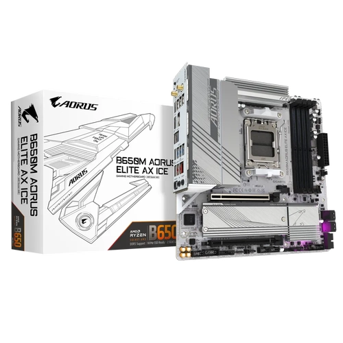 Gigabyte B650M Aorus Elite AX ICE DDR5 8000 MHz (OC) M.2 DP HDMI 2.5G LAN Wi-Fi 6E Micro-ATX Soket AM5