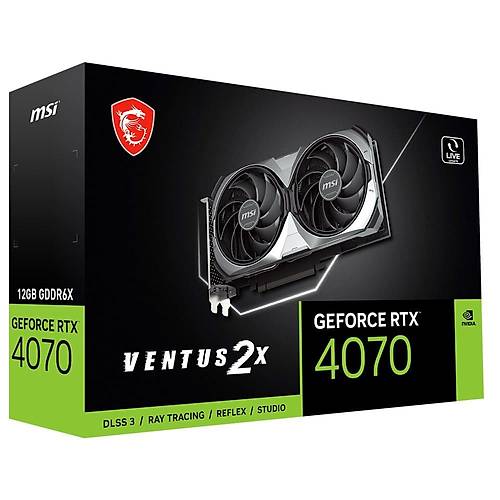 MSI GeForce RTX 4070 Ventus 2X E 12G OC 12GB GDDR6X 192Bit DX12 PCIe 4.0 X16 DLSS 3 Ekran Kart (3xDP 1xHDMI)