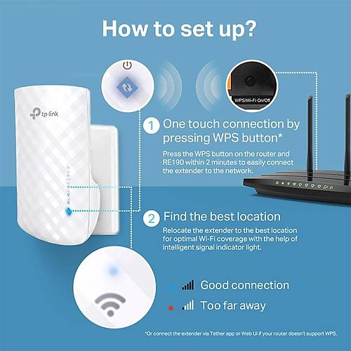 TP-Link RE190 2.4GHz 300Mbps Dual Band Wi-Fi Menzil Geniletici