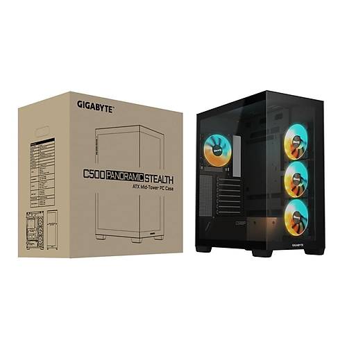 Gigabyte C500 Panoramic Stealth Temperli Cam Mid Tower Gaming Bilgisayar Kasas PSU Yok