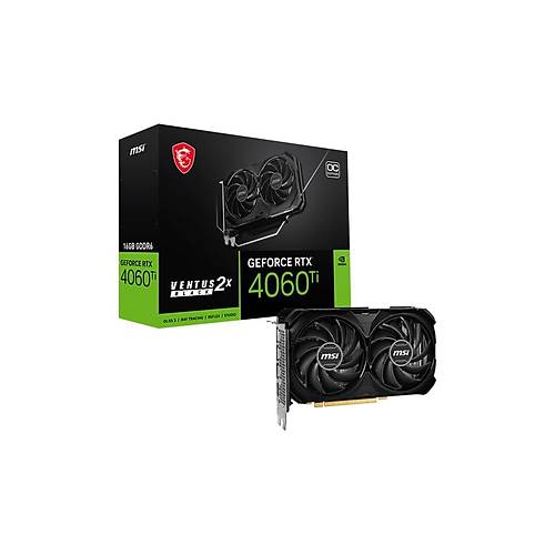 MSI GeForce RTX 4060 Ti Ventus 2X Black 16G OC 16GB GDDR6 128Bit DX12 PCIe 4.0 X16 DLSS 3 Ekran Kart (3xDP 1xHDMI)