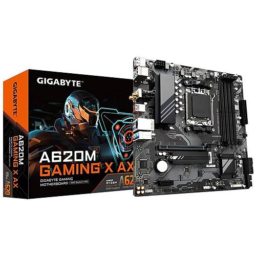 Gigabyte A620M GAMING X AX Wi-Fi DDR5 6400MHz PCI-E Gen4 M.2 USB 3.2 DP HDMI 1G LAN Wi-Fi 6E mATX AM5