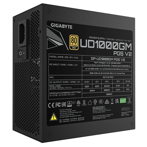 Gigabyte UD1000GM PG5 V2 1000W 80 Plus Gold Full Mod�ler Power Supply