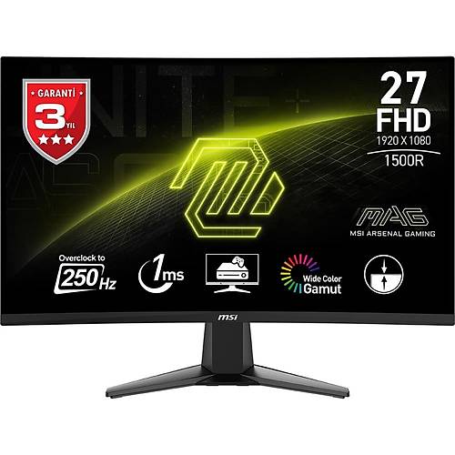 MSI MAG 27C6X 27 1920x1080 250Hz 1ms HDMI DP Adaptive Sync Curved Gaming Monitr