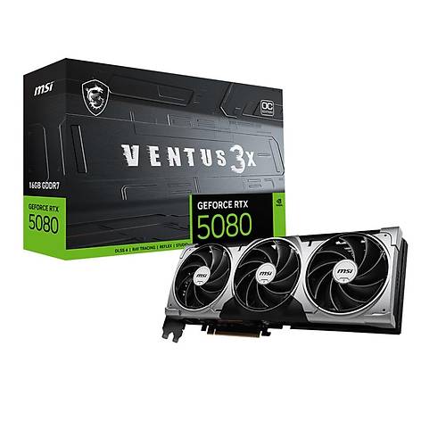 MSI GeForce RTX 5080 16G Ventus 3X OC 16GB GDDR7 256bit DX12 PCIe 5.0 (3xDP 1xHDMI) Ekran Kart