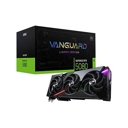 MSI GeForce RTX 5080 16G Vanguard Soc Launch Edition 16GB GDDR7 256bit DX12 PCIe 5.0 (3xDP 1xHDMI) Ekran Kart