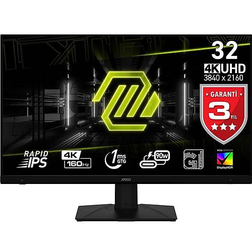 MSI MAG 322UPF 32 3840x2160 160Hz 1ms HDMI DP Type-C HDR 400 FreeSync Premium Pivot Gaming IPS Monitr