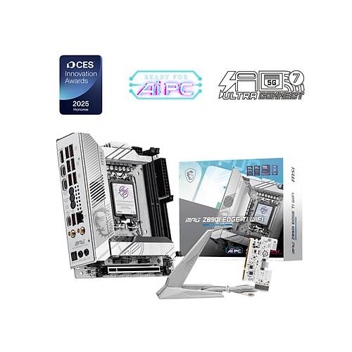 MSI MPG Z890I EDGE Ti WiFi DDR5 8600MHz (OC) USB 20Gbps 4xM.2 Thunderbolt 4 HDMI 2xDP 5G LAN WiFi 7 mini ITX Soket 1851