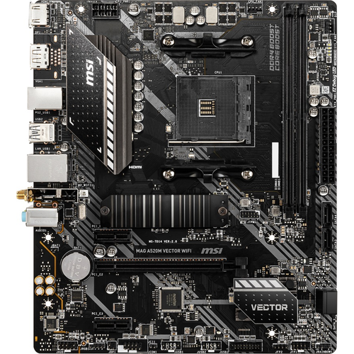 MSI MAG A520M VECTOR WiFi DDR4 4600MHz (OC) DP HDMI M.2 USB 3.2 WiFi mATX AM4