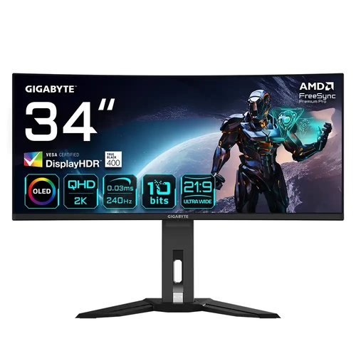 Gigabyte MO34WQC2 34 3440x1440 240Hz 0.03 ms HDMI DP Type-C HDR 400 Curved 1800R OLED Gaming Monit�r