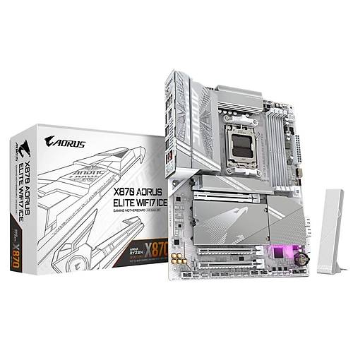 Gigabyte X870 AORUS ELITE WIFI7 ICE DDR5 8200 MHz (OC) M.2 USB 2.0 USB 3.2 HDMI USB-C 2.5G LAN ATX Soket AM5