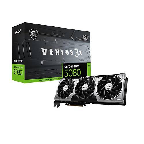 MSI GeForce RTX 5080 16G Ventus 3X 16GB GDDR7 256bit DX12 PCIe 5.0 (3xDP 1xHDMI) Ekran Kart