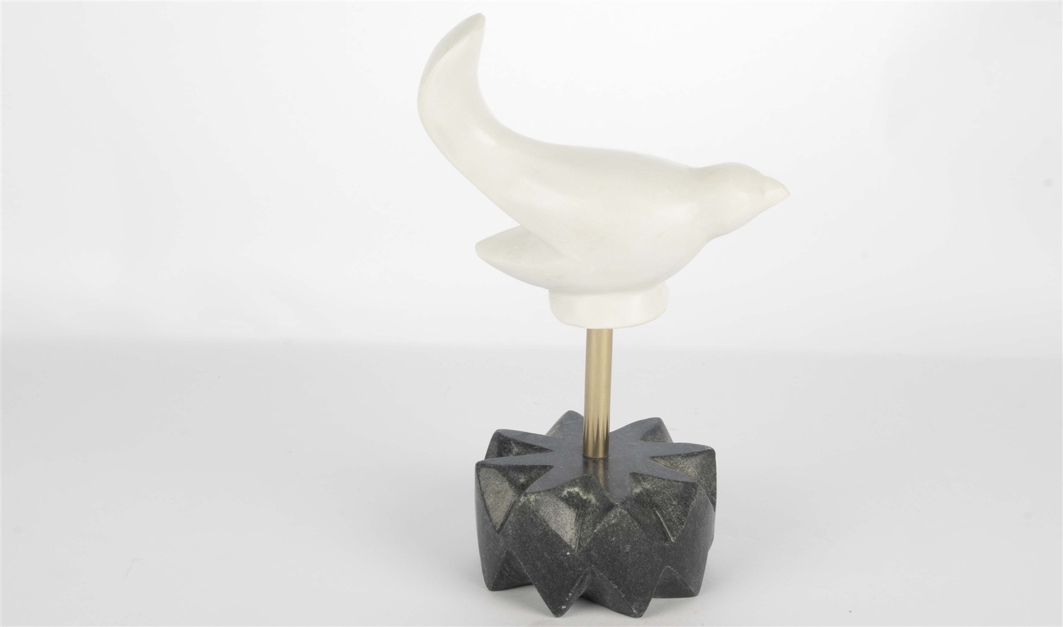 Mermer Metal Çubuk Kuş Obje 13x24 cm
