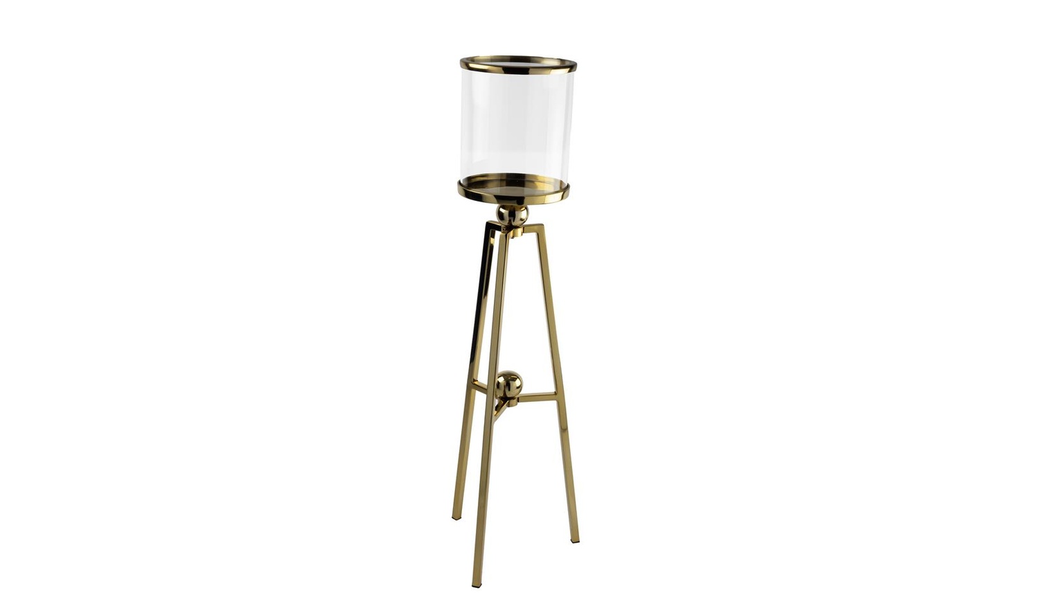 Gold 3 Ayaklı Metal Cam Mumluk 23x89 cm