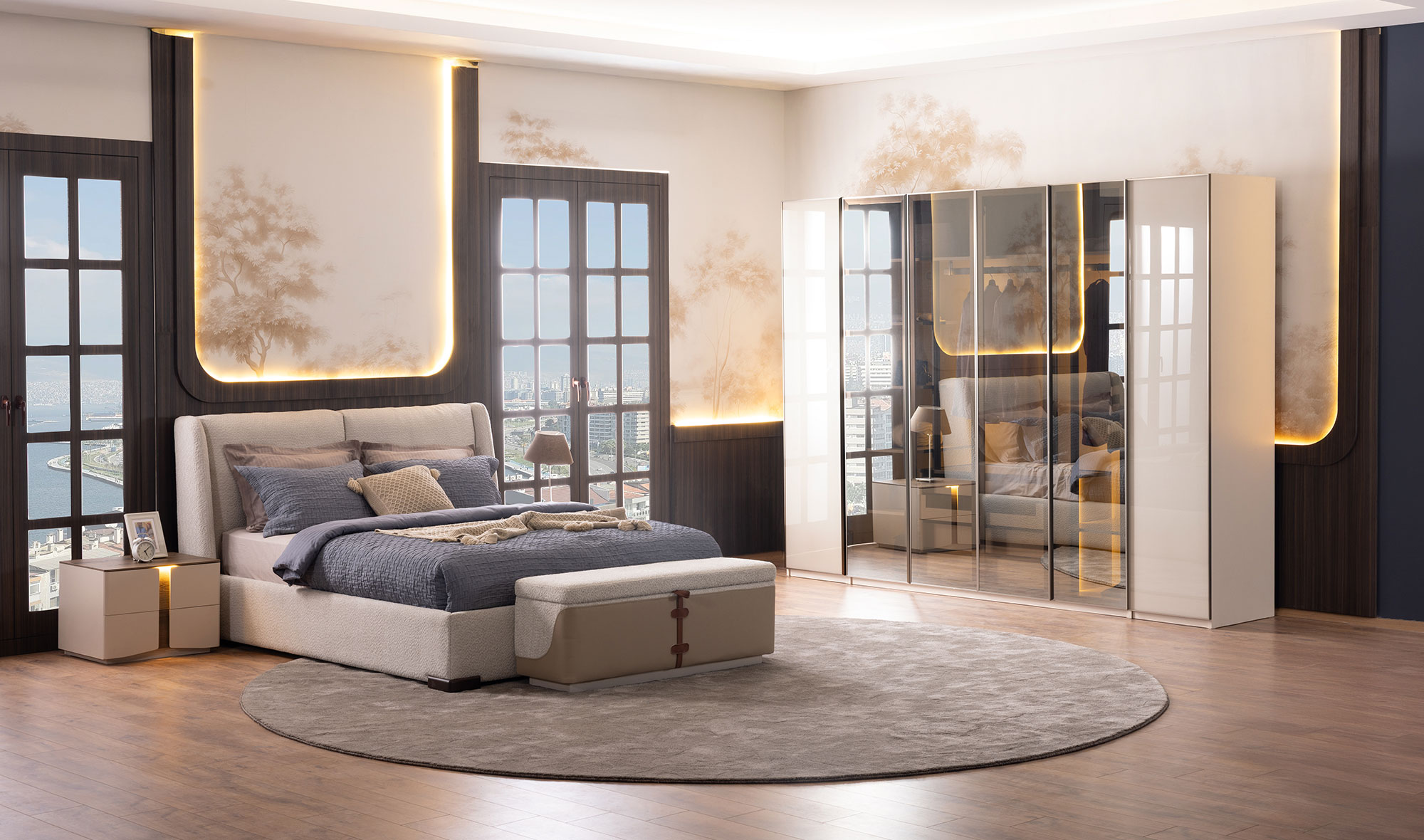 Velarix Bazalı Yatak Odası - 6 Kapılı