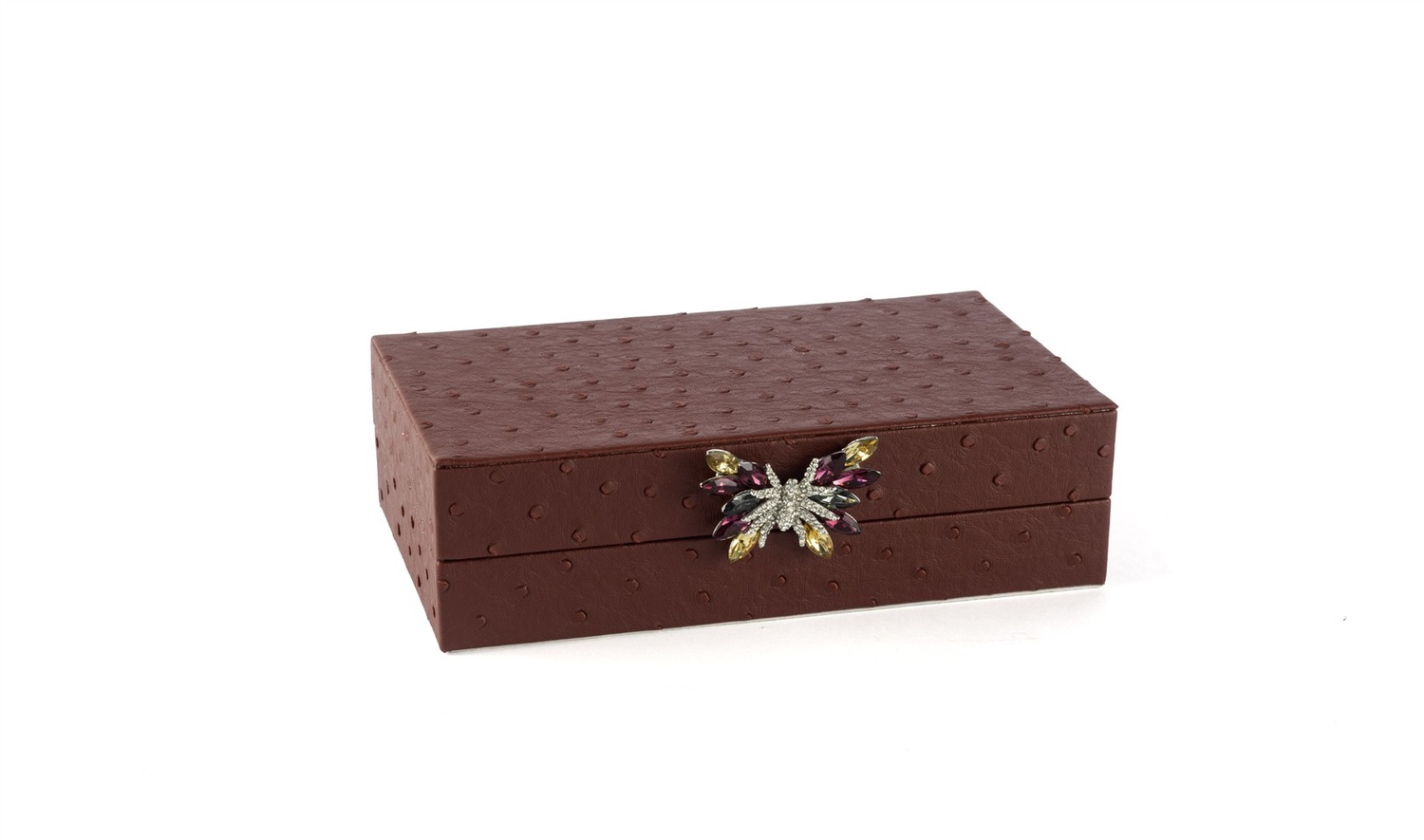 Bordo Kelebek Kulplu Deri Kutu 20x12 cm