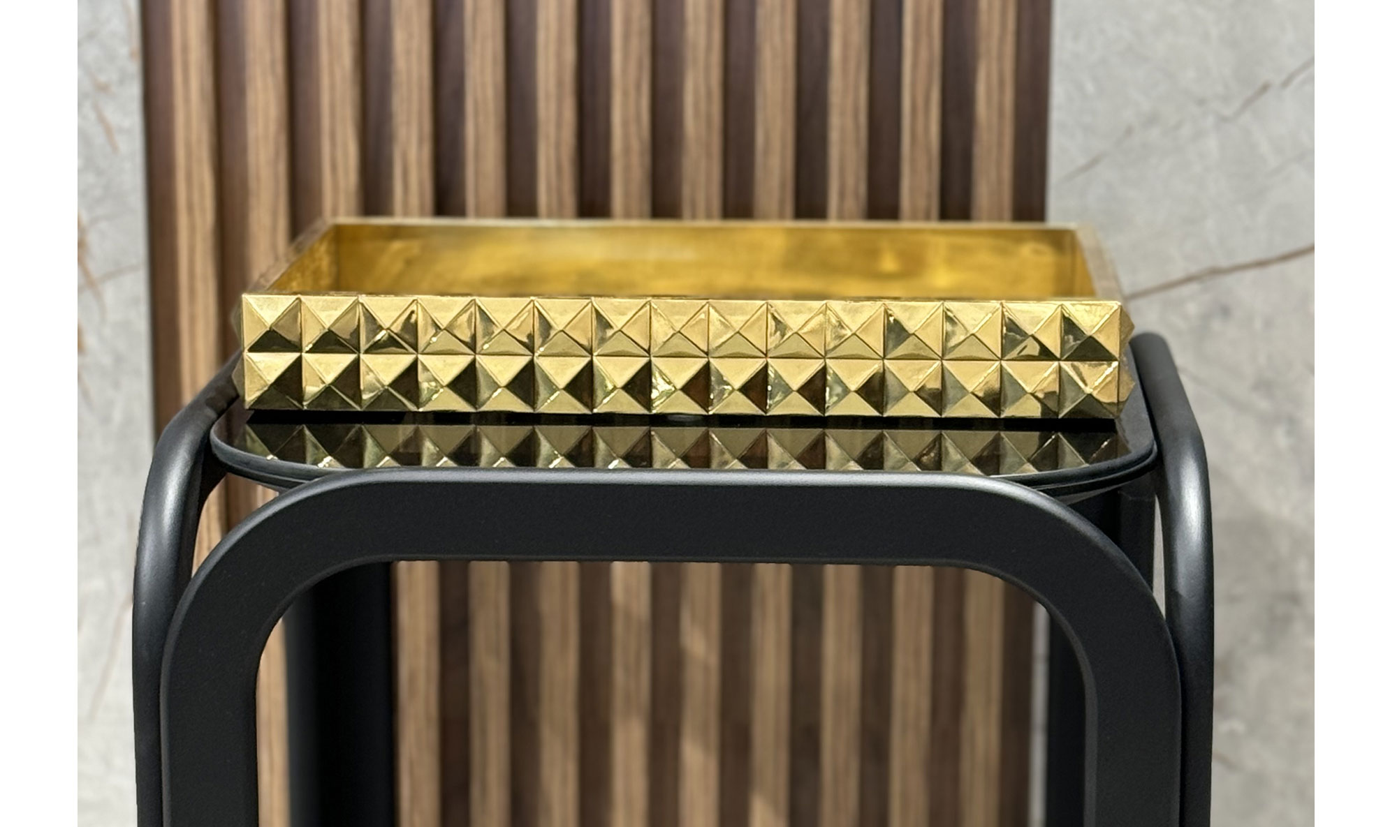 Dekoratif Prizma Gold Tepsi