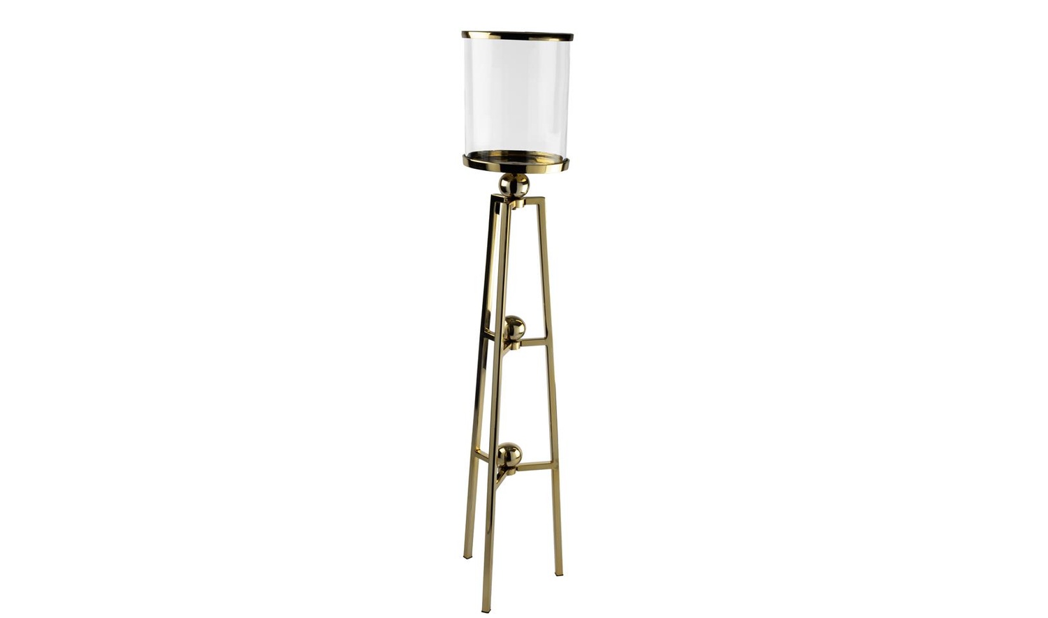 Gold 3 Ayaklı Metal Cam Mumluk 21x103 cm