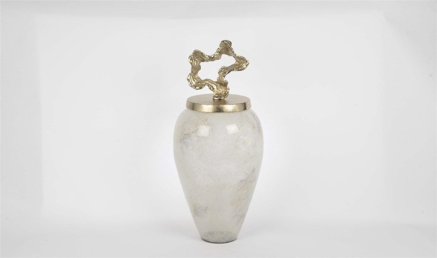 Beyaz Lekeli Gold Kapaklı Küp 62x25 cm