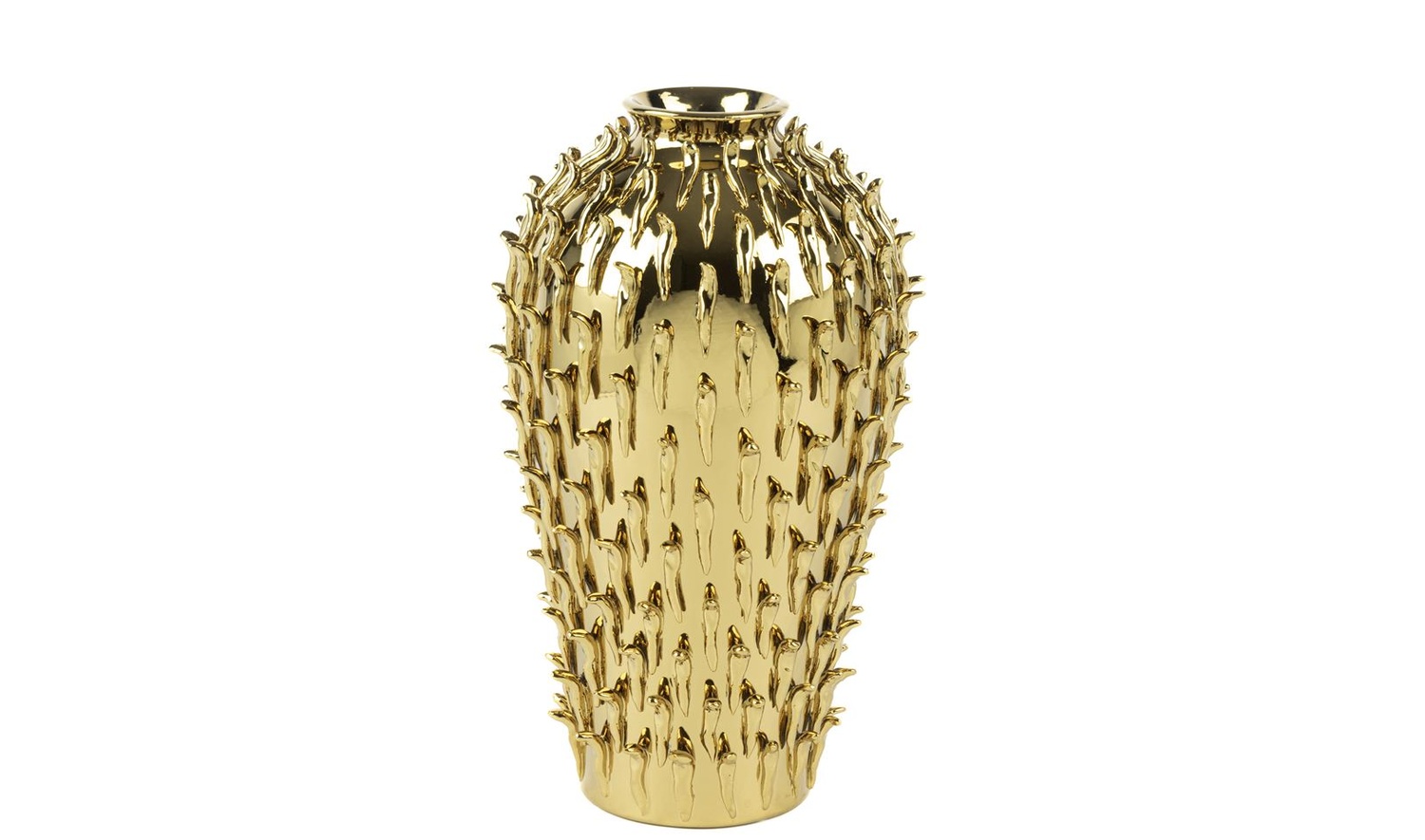 Gold Tırtıklı Vazo 18x18x35 cm
