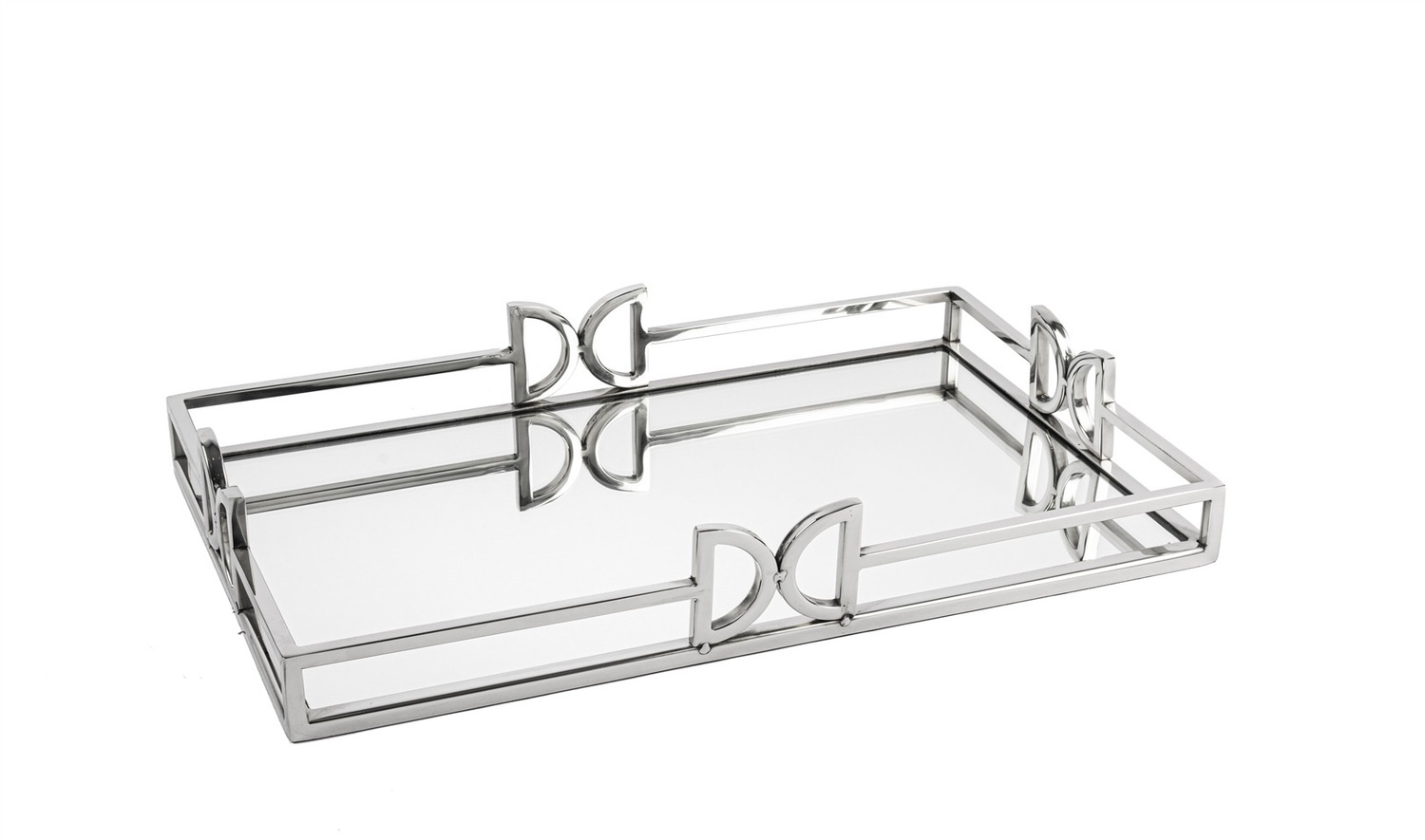Gümüş Metal Aynalı Tepsi 41x26x7 cm