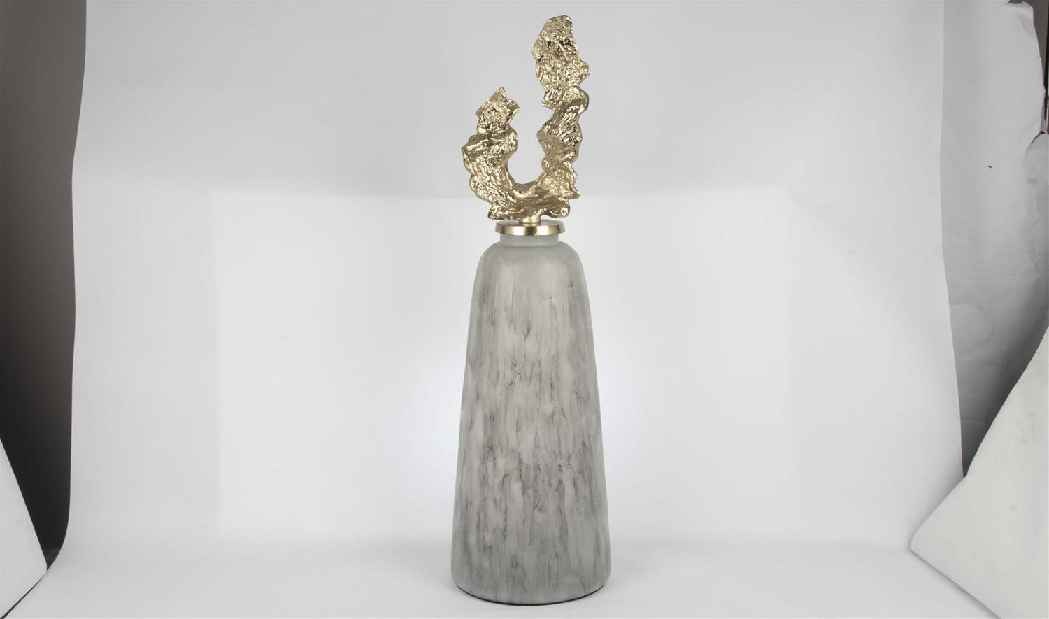 Gri Mermer Desenli Gold Kapaklı Küp 96x25 cm