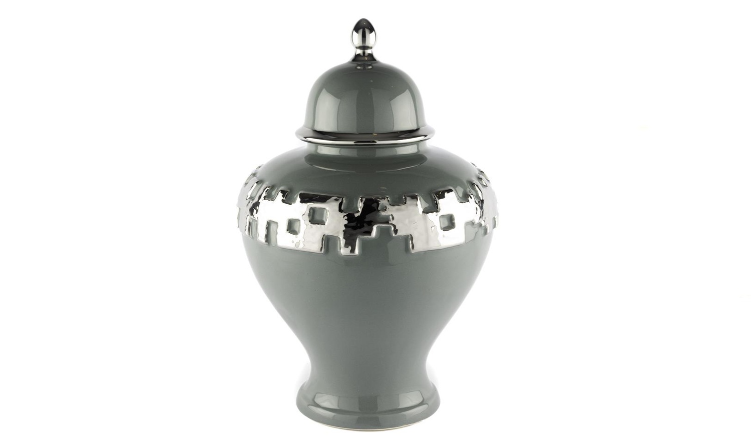 Silver Şeritli Gri Küp 27x27x46 cm