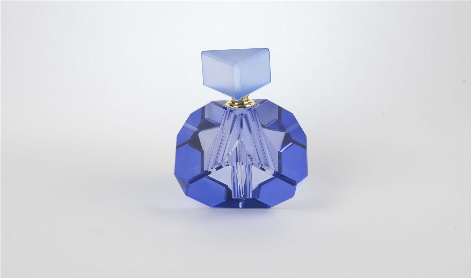 Kristal Mavi Geometrik Şişe 12x12x17 cm