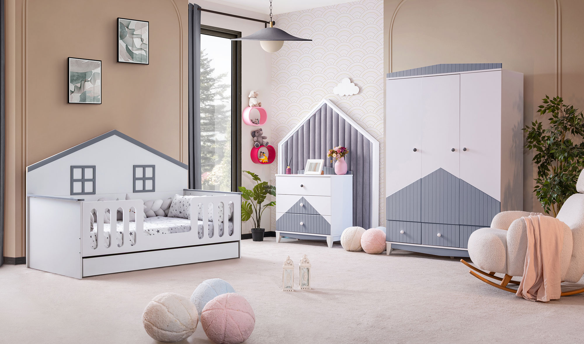 Pearl Montessori Genç Odası - Gri