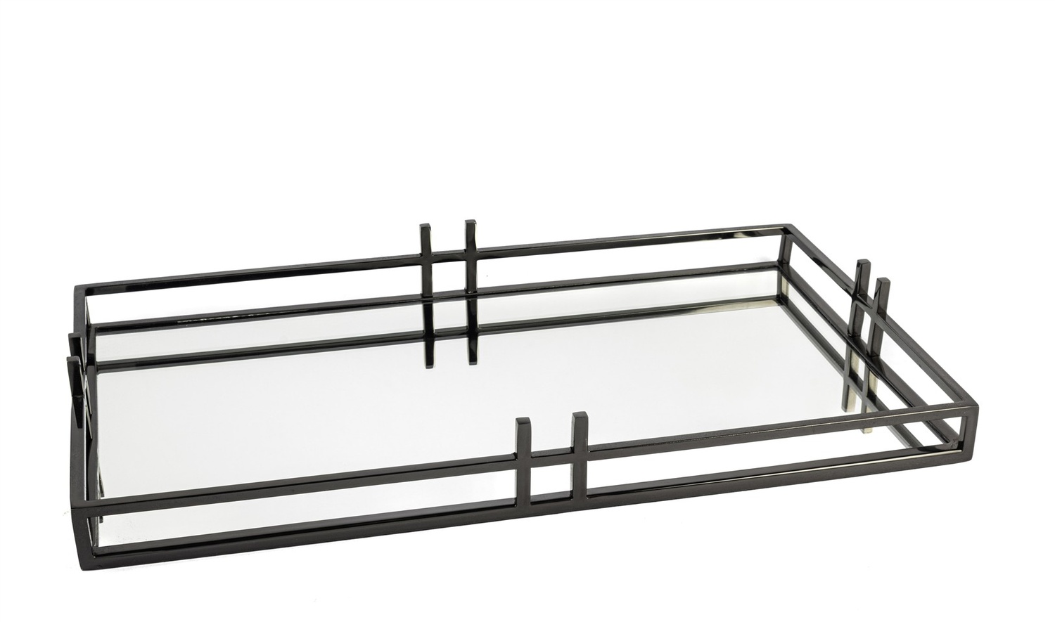 Siyah Metal Aynalı Tepsi 50x30x7 cm