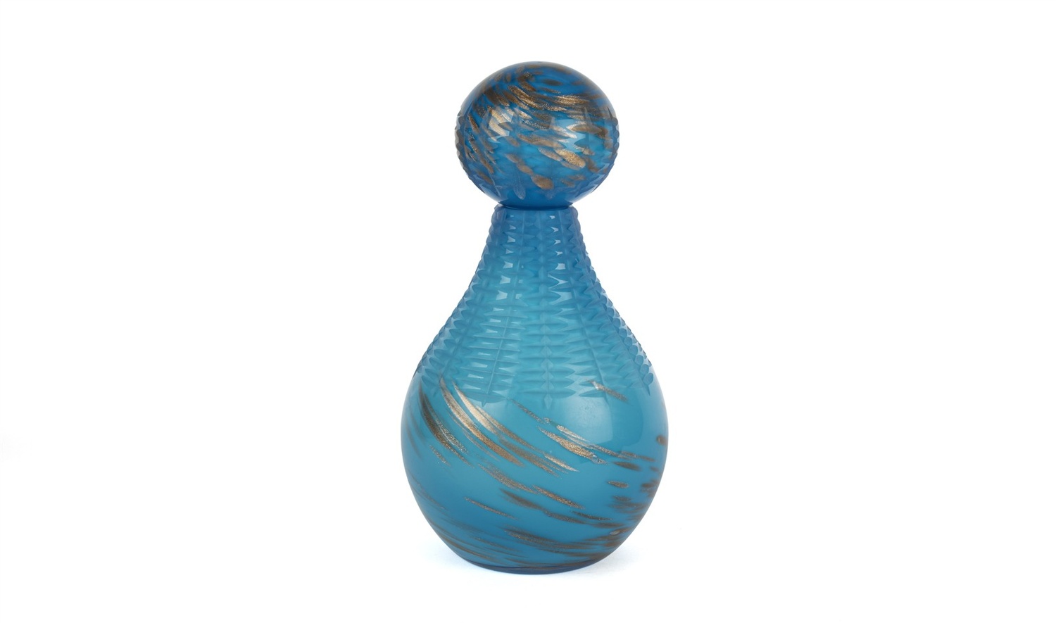Mavi Bronz Cam Şişe 17x35 cm