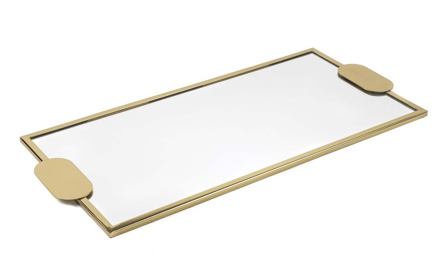Gold Metal Dik Aynalı Tepsi 54x25x2 cm