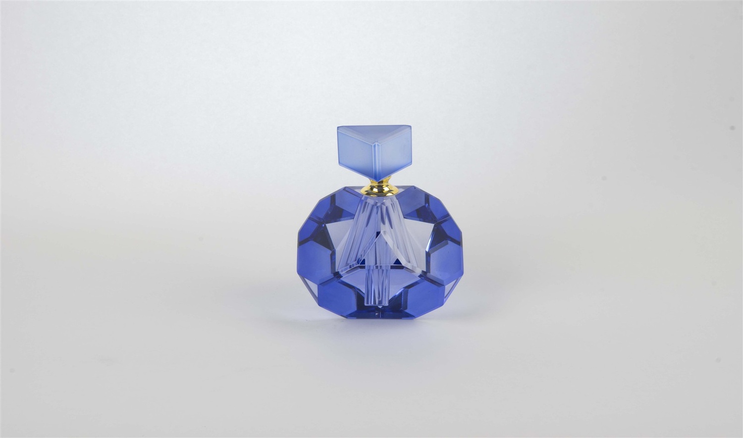 Kristal Mavi Geometrik Şişe 10x10x13 cm