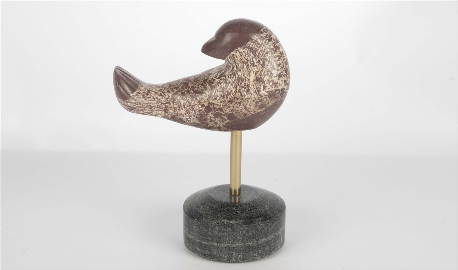 Mermer Metal Çubuk Kuş Obje Bordo 14x22cm