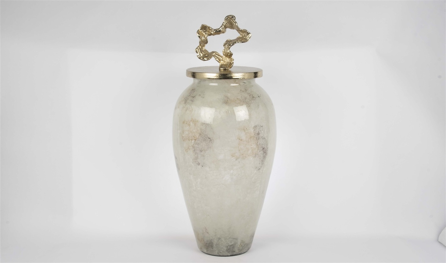 Beyaz Lekeli Gold Kapaklı Küp 80x28 cm