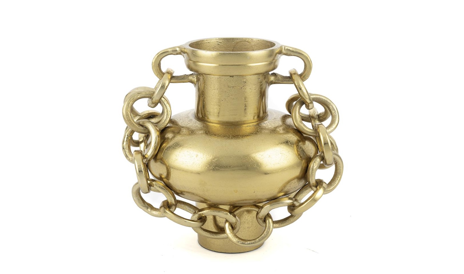 Gold Zincirli Metal Vazo 20x27 cm