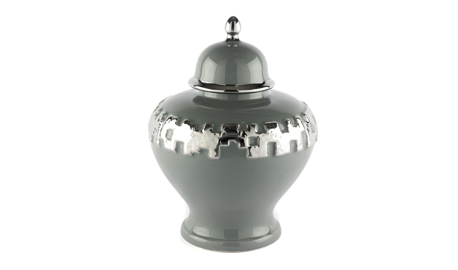Silver Şeritli Gri Küp 24x24x36 cm