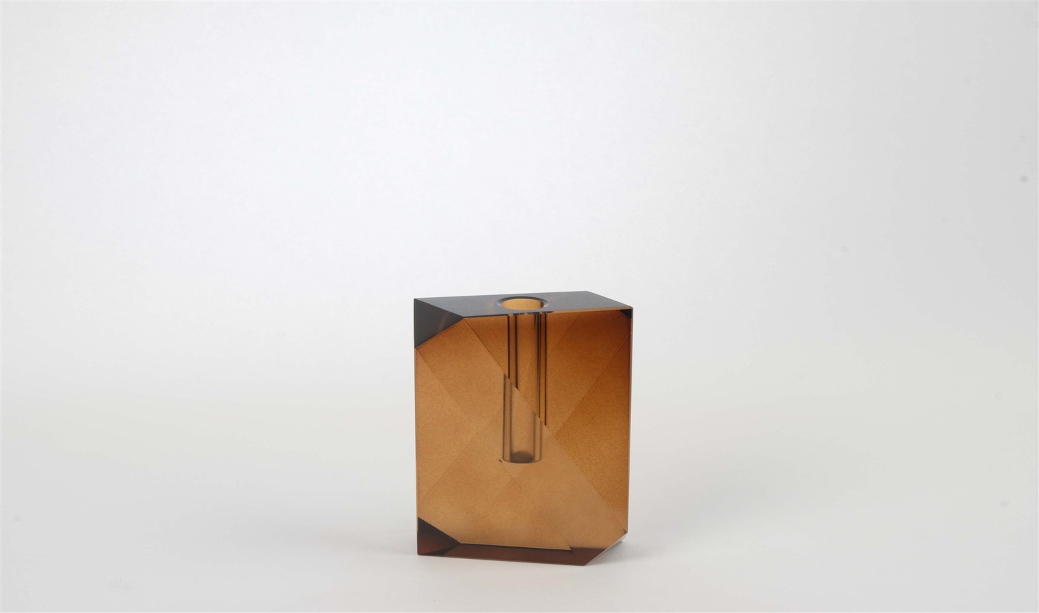 Kristal Amber Çiçeklik Vazo 9x4x12 cm