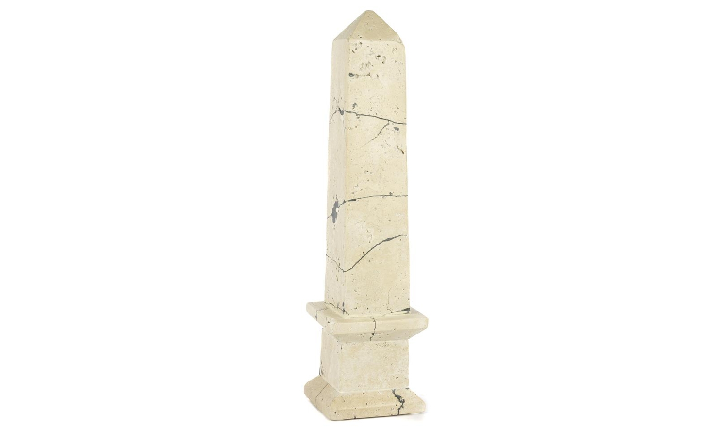Piramit Krem Mermer Dekoratif Obje 9x9x41cm