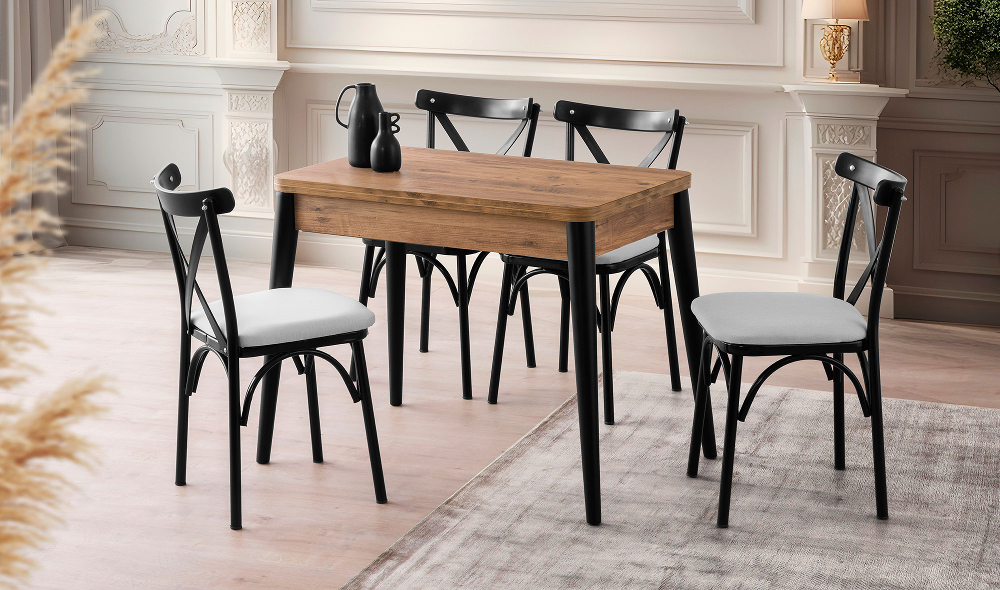 Linen Yemek Masası Takımı - Ceviz