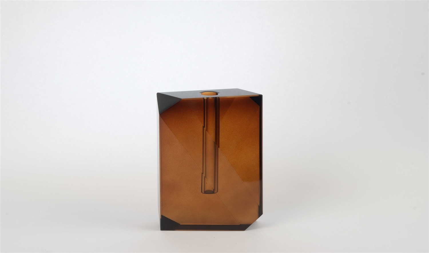 Kristal Amber Çiçeklik Vazo 10x4x16 cm
