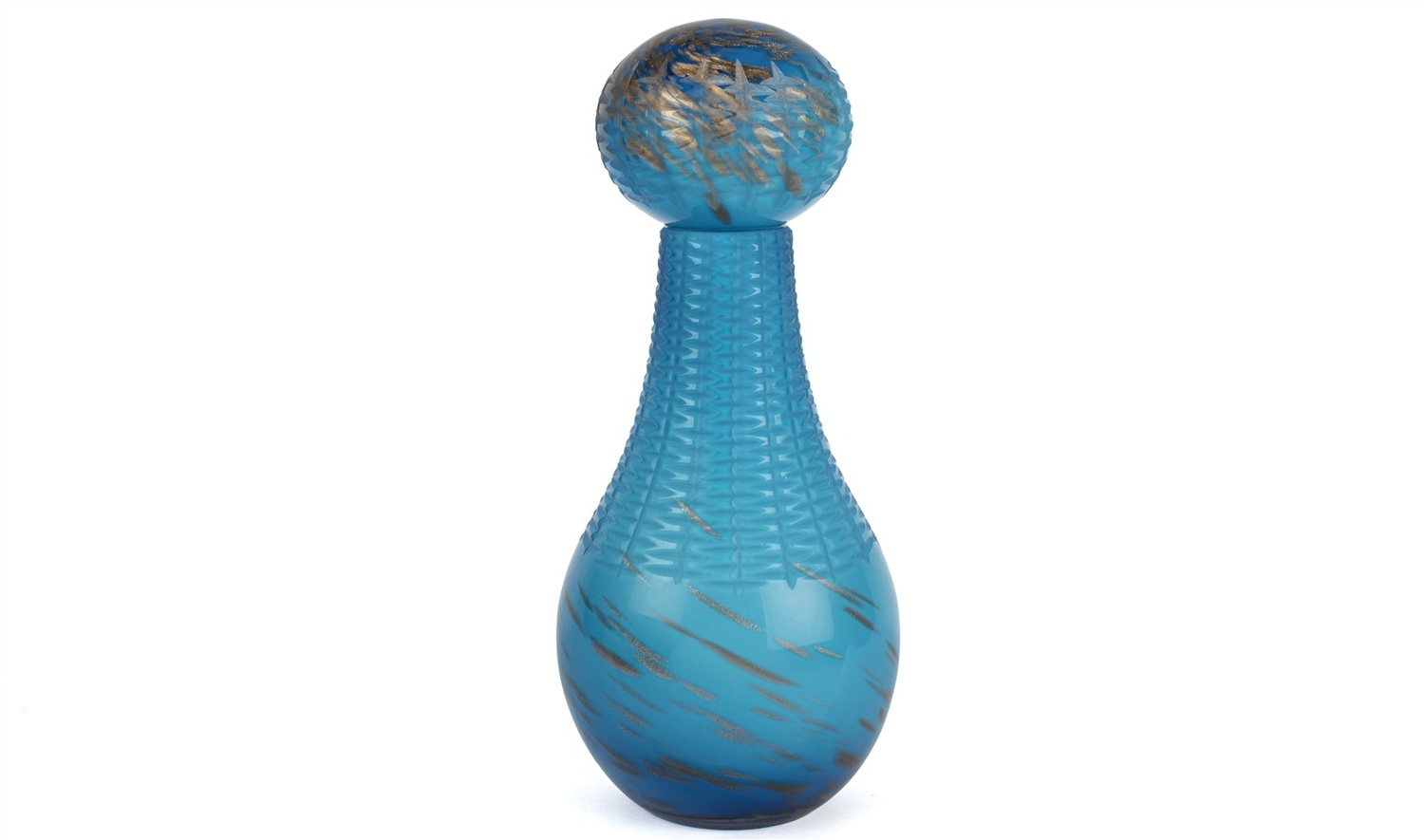 Mavi Bronz Cam Şişe 18x47 cm